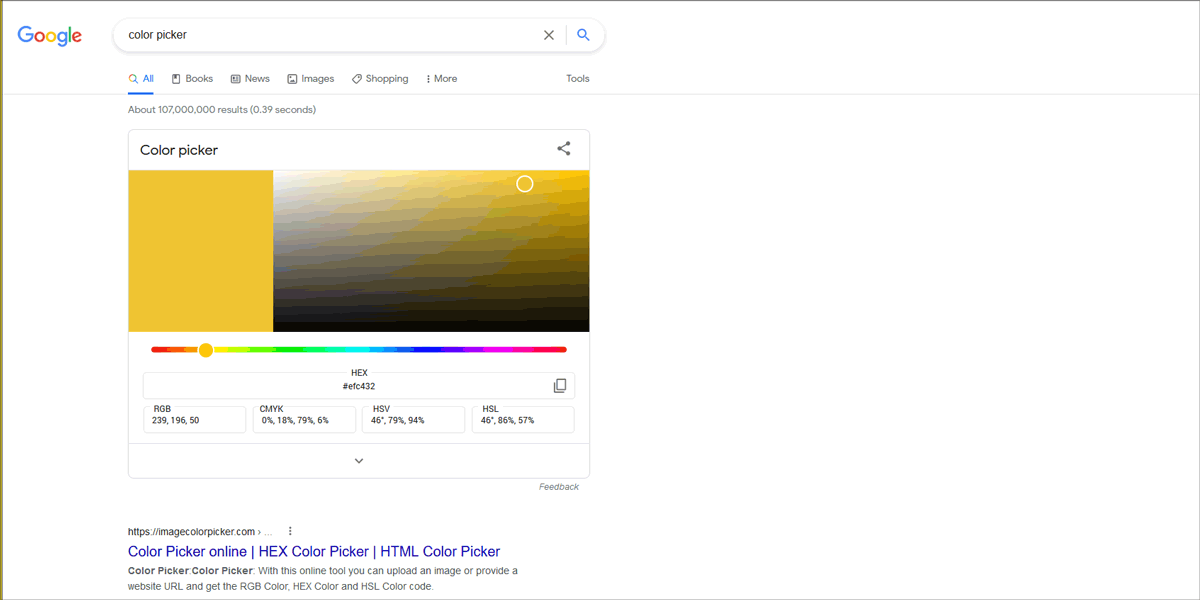 GIF Animation of how to access Google Other Tools, with yellow arrows pointing to the tools below the Color picker palette.