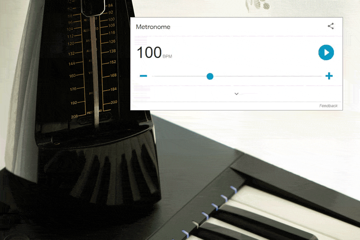 GIF animated image of Google Metronome, with user moving the cursor arrow to change the tempo.