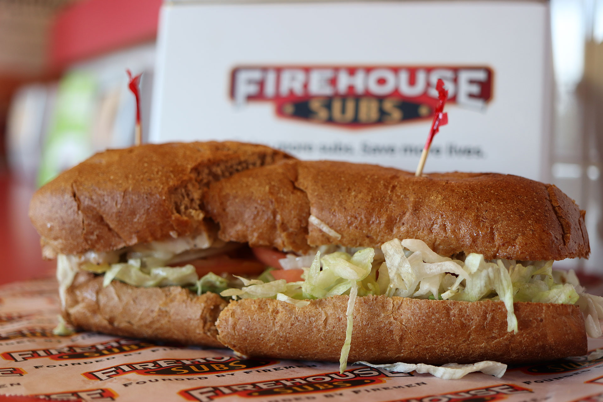 close up photo of a delicious firehouse sub